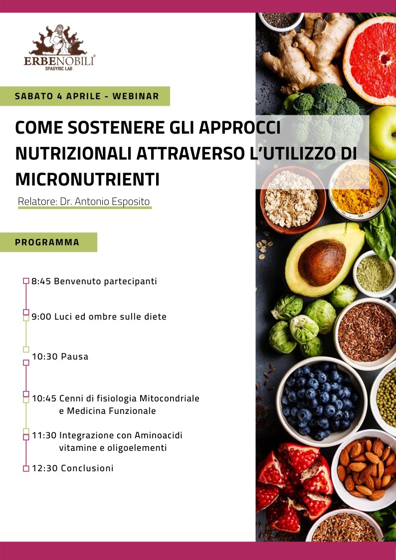 WEBINAR LIVE: COME SOSTENERE GLI APPROCCI NUTRIZIONALI ATTRAVERSO L'UTILIZZO DI MICRONUTRIENTI 