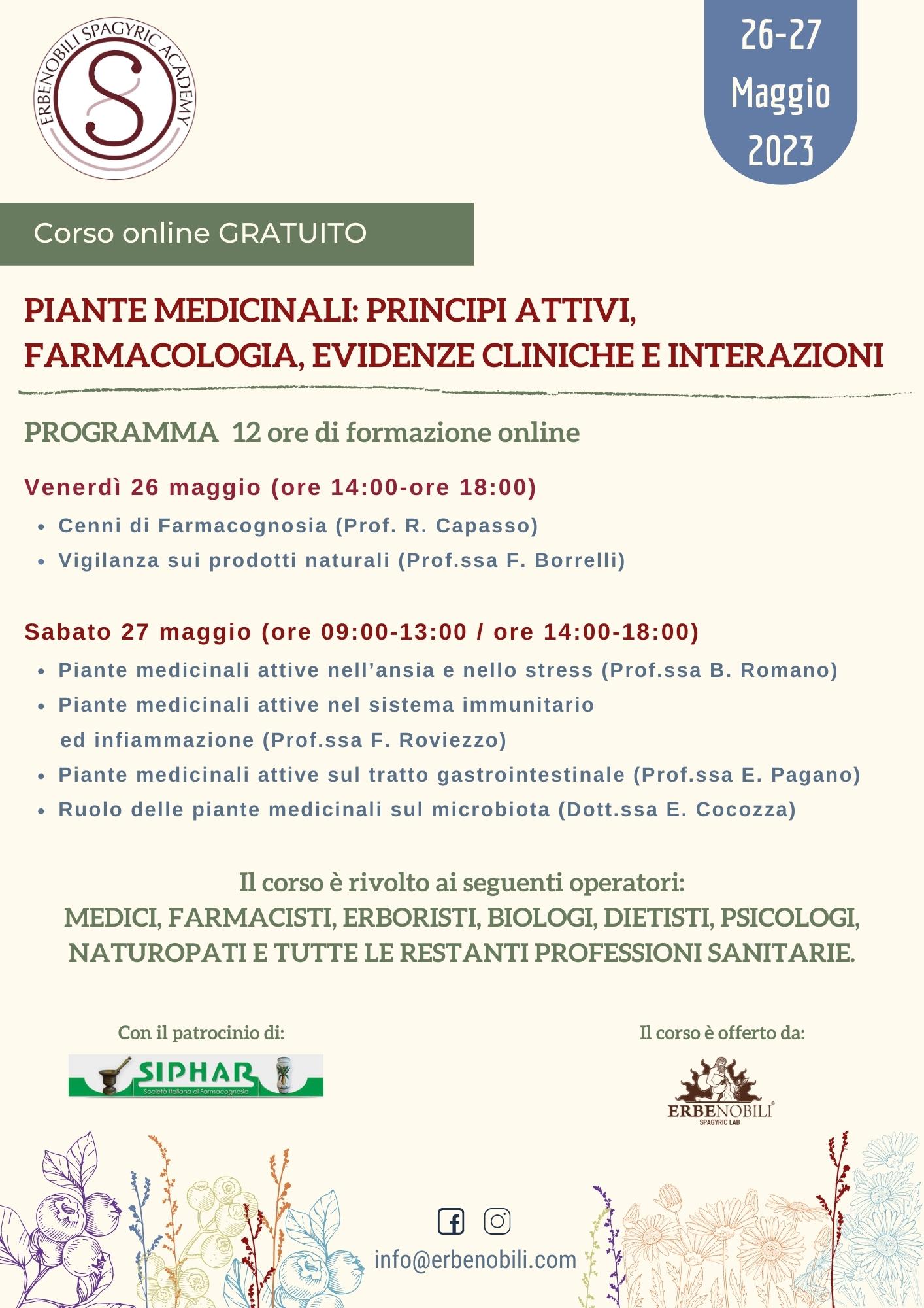 PIANTE MEDICINALI: PRINCIPI ATTIVI, FARMACOLOGIA, EVIDENZE CLINICHE E INTERAZIONI