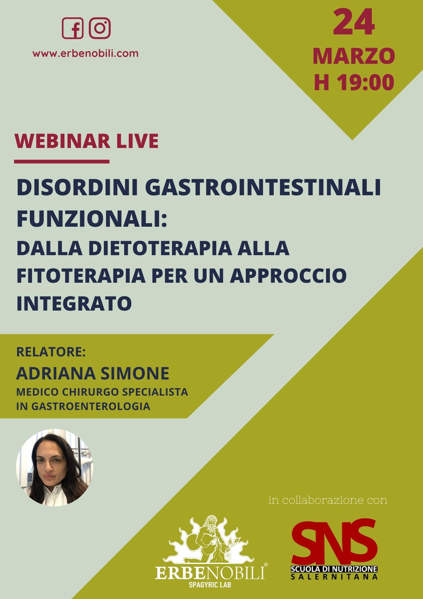 DISORDINI GASTROINTESTINALI FUNZIONALI: DALLA DIETOTERAPIA ALLA FITOTERAPIA PER UN APPROCCIO INTEGRATO 