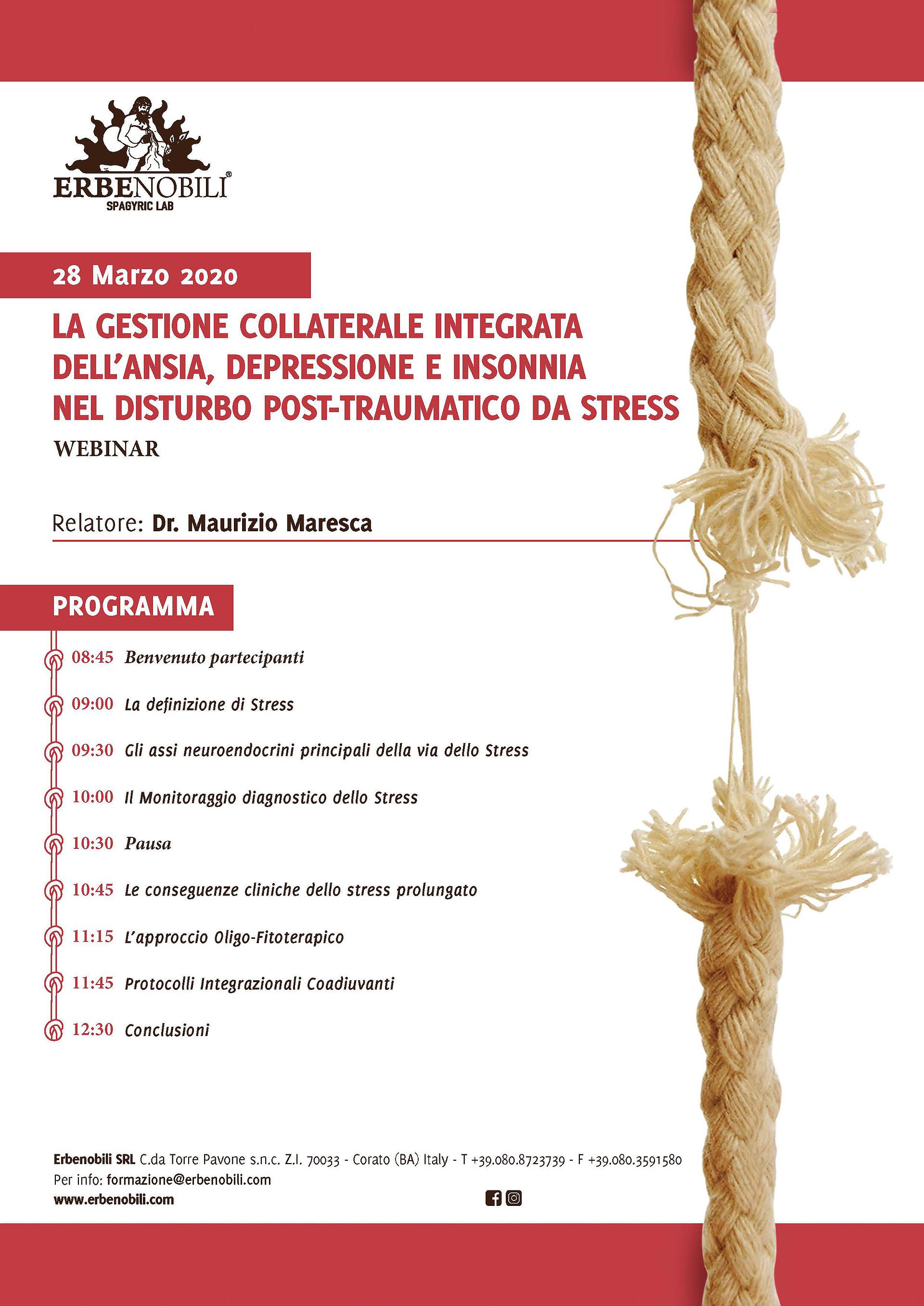 La gestione collaterale integrata dell’ansia, depressione e insonnia nel disturbo post-traumatico da stress. 
